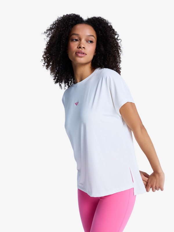 1 Move Free 2 - Short Sleeve Workout Top for Women White ERJKT04377 Roxy