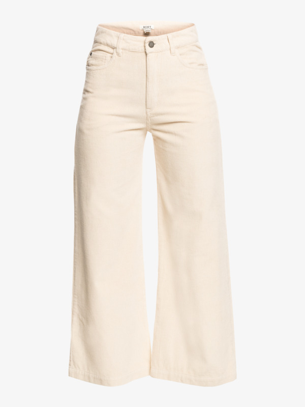 6 Surf On Cloud - Corduroy Wide Leg Trousers for Women Beige ERJNP03523 Roxy