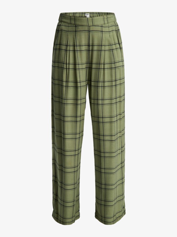 7 Great Influence - Pantalón holgado de franela para mujer Verde ERJNP03665 Roxy