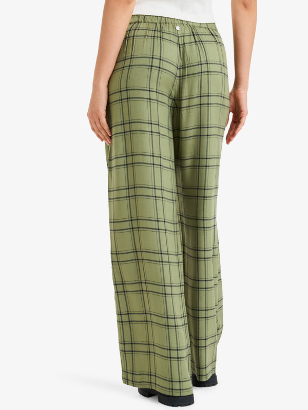 4 Great Influence - Pantalón holgado de franela para mujer Verde ERJNP03665 Roxy