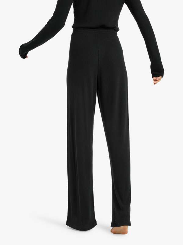 3 Rise & Vibe New Rib Wide Leg - Pantalon de sport pour Femme Noir ERJNP03673 Roxy