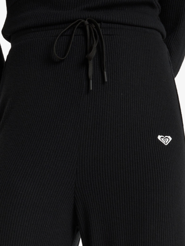 4 Rise & Vibe New Rib Wide Leg - Pantalon de sport pour Femme Noir ERJNP03673 Roxy