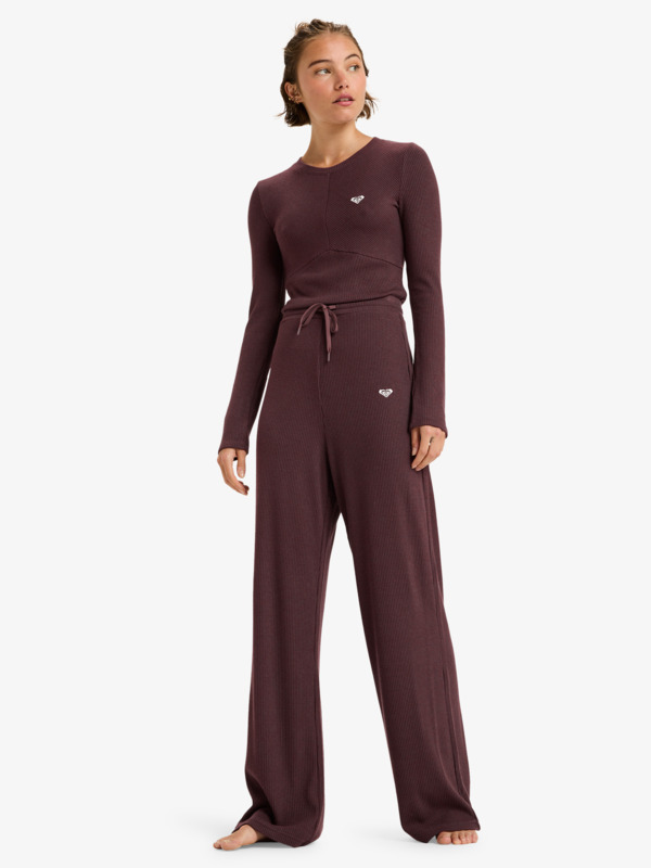 1 Rise & Vibe New Rib Wide Leg - Pantaloni sportivi da Donna Red ERJNP03673 Roxy