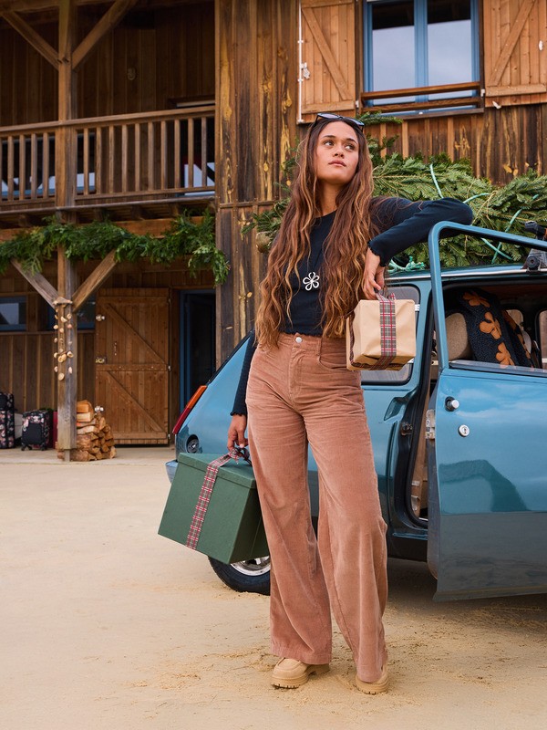 5 Surf On Cloud Cord - Corduroy Wide Leg Trousers for Women Brown ERJNP03678 Roxy