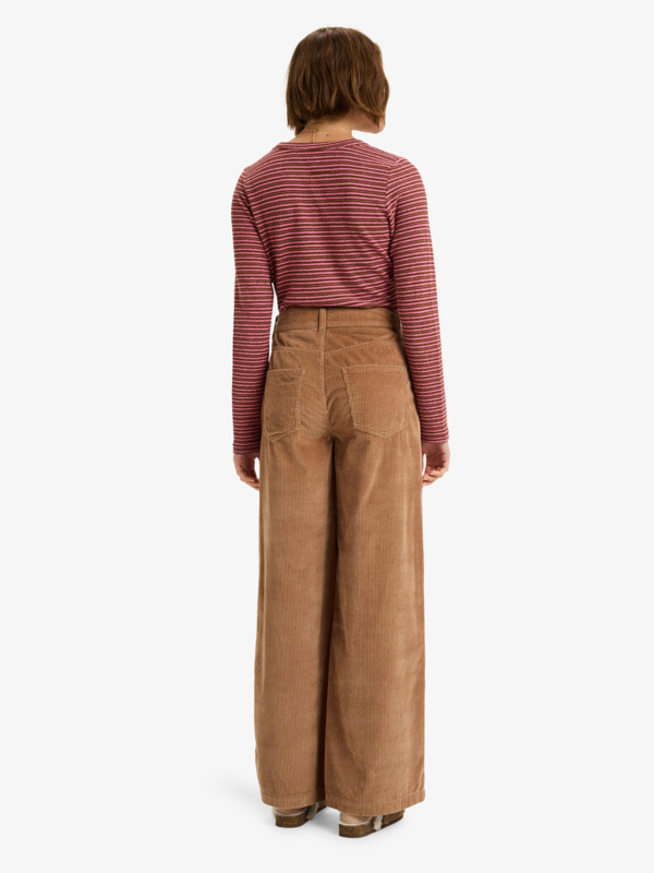 6 Surf On Cloud Cord - Wide Leg Trousers for Women Brown ERJNP03678 Roxy