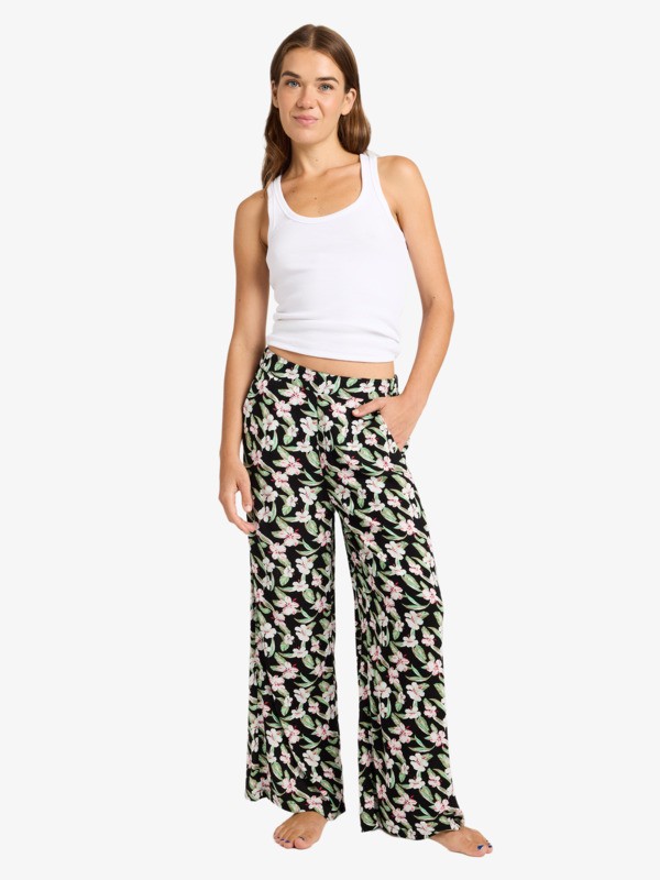4 Midnight Avenue Crepe - Regular Length Trousers for Women Black ERJNP03679 Roxy