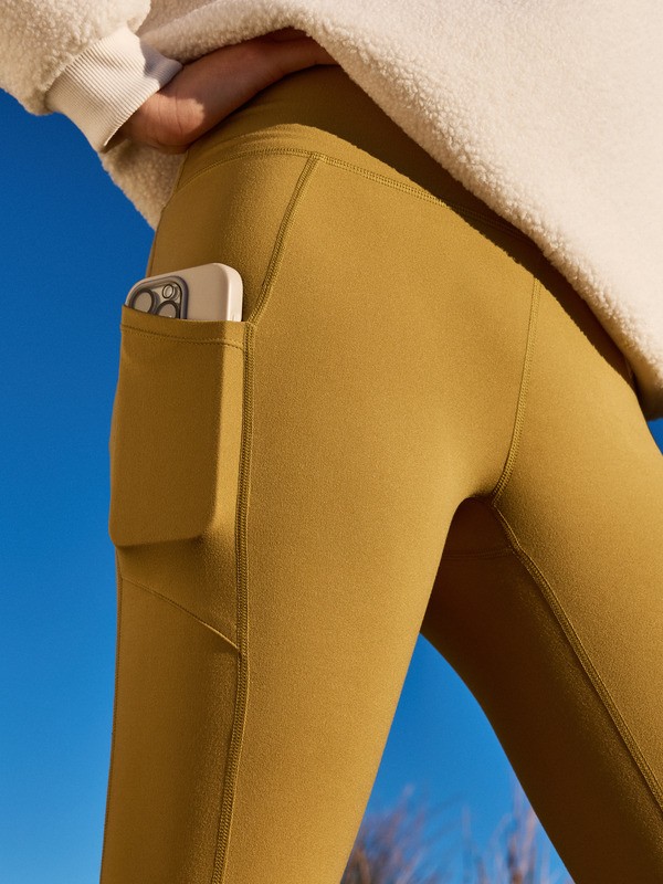 1 Heart Into It Ankle - Leggings deportivos para mujer Beige ERJNP03690 Roxy