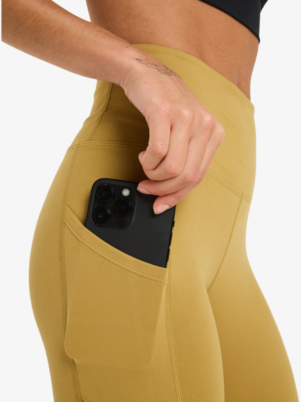 6 Heart Into It Ankle - Leggings deportivos para mujer Beige ERJNP03690 Roxy