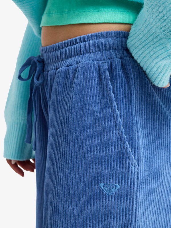 2 Lekeitio Knit - Easy Wear Pull On Corduroy Trousers for Women Blue ERJNP03691 Roxy