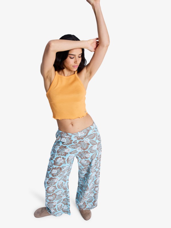 5 Midnight Avenue Slub Printed - Elastische Broek voor Dames Brown ERJNP03702 Roxy