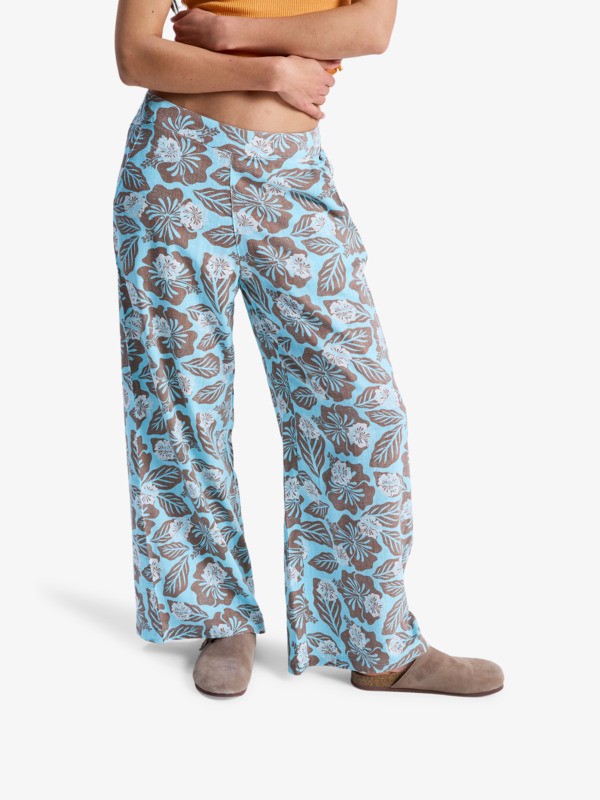 0 Midnight Avenue Slub Printed - Elastische Broek voor Dames Brown ERJNP03702 Roxy