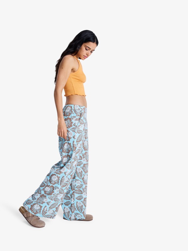 1 Midnight Avenue Slub Printed - Elastische Broek voor Dames Brown ERJNP03702 Roxy