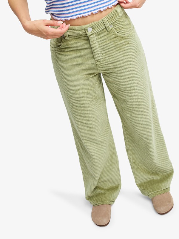0 Dawn Patrol Corduroy - Pantalon en velours pour Femme Vert ERJNP03708 Roxy