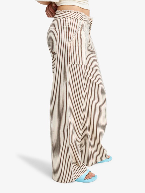 1 Rough Around Edges - Pantal&oacute;n a rayas para Mujer Blanco ERJNP03728 Roxy