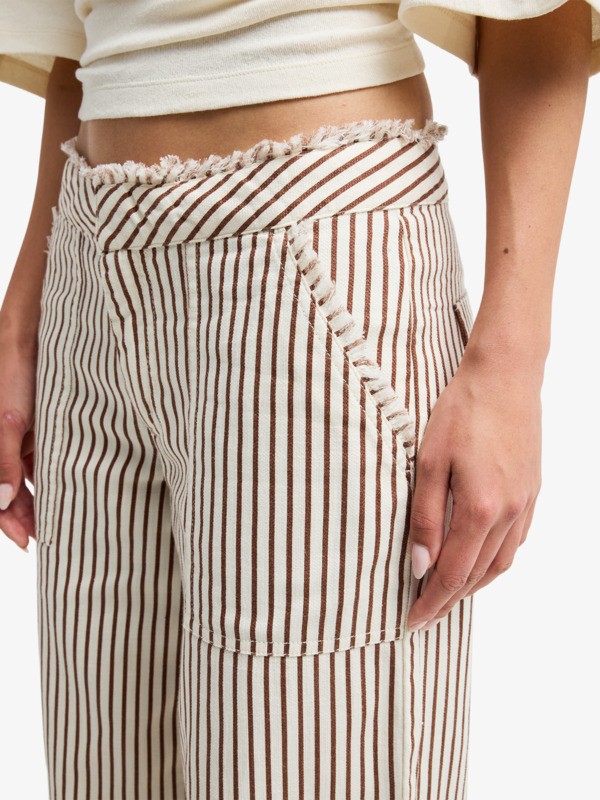 2 Rough Around Edges - Pantal&oacute;n a rayas para Mujer Blanco ERJNP03728 Roxy