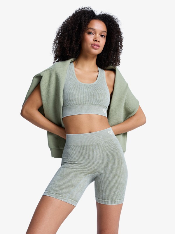 4 Chillout Seamless Washed - Cal&ccedil;&otilde;es de desporto para Mulher Verde ERJNS03567 Roxy