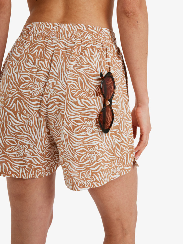 3 Lucentio Bay Printed - Elasticated Shorts for Women Brown ERJNS03611 Roxy