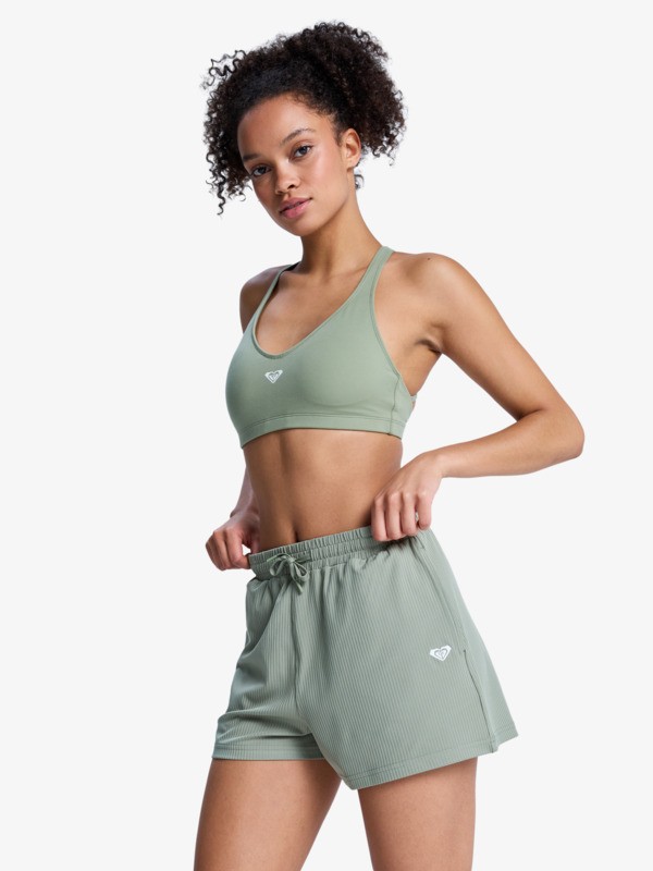 1 Rise & Vibe - Workout Shorts for Women Green ERJNS03619 Roxy