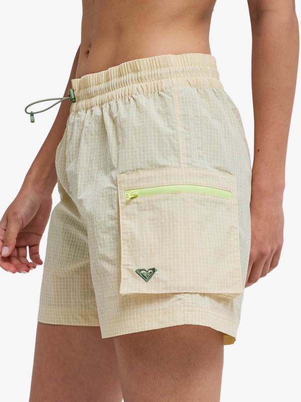 1 Boundless Spirit 2 - Short de sport taille &eacute;lastique pour Femme Beige ERJNS03622 Roxy