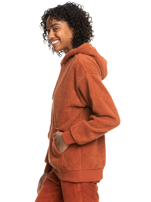 1 Call Me - Sherpa Fleece Hoodie for Women Brown ERJPF03103 Roxy