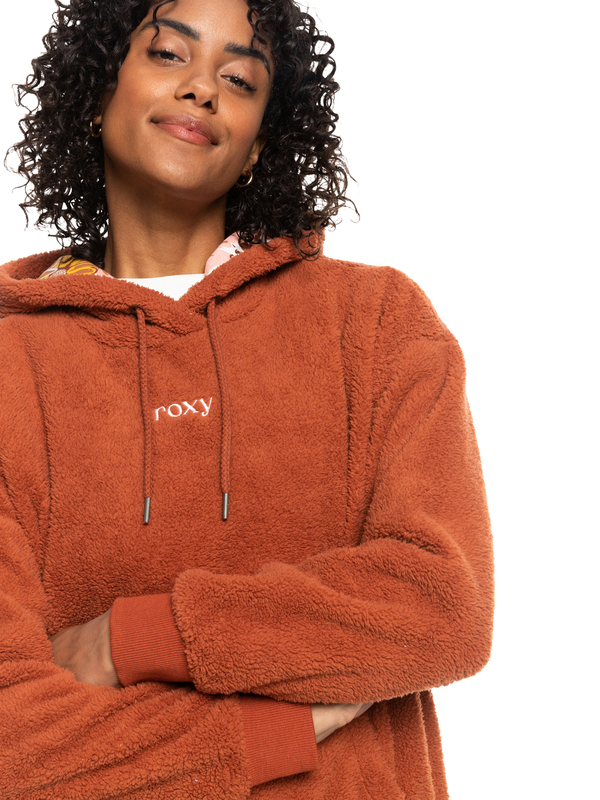 2 Call Me - Sherpa Fleece Hoodie for Women Brown ERJPF03103 Roxy