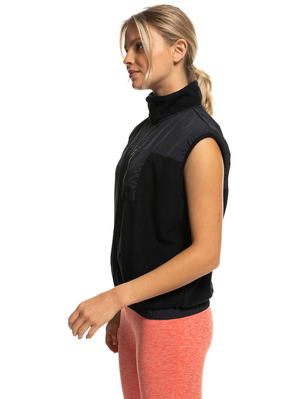 Gilet Polaire Sans Manches Pour Femme - Col Montant, Zippé, Avec Poches, Noir (100% Polyester)