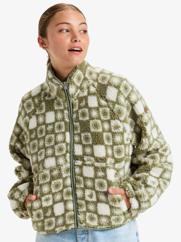 0 Blurry Cloud - Chaqueta polar con cremallera para Mujer Verde ERJPF03175 Roxy