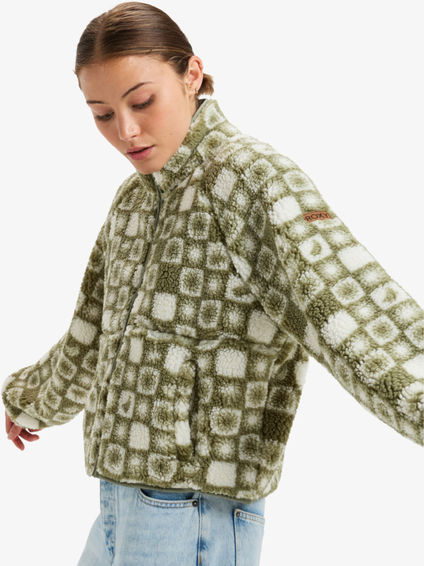 1 Blurry Cloud - Chaqueta polar con cremallera para Mujer Verde ERJPF03175 Roxy