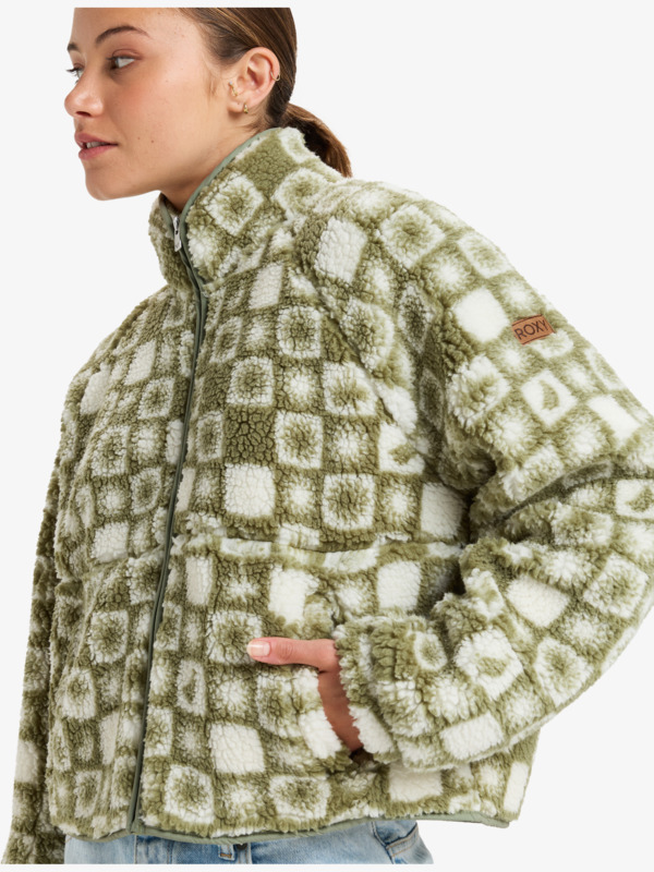 2 Blurry Cloud - Chaqueta polar con cremallera para Mujer Verde ERJPF03175 Roxy