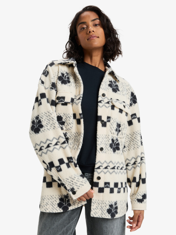 8 Morning Crush Shacket - Fleece shacket voor Dames Beige ERJPF03214 Roxy