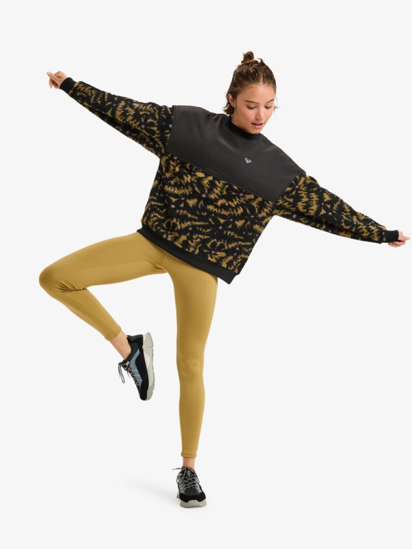 roxy, Waves Of Warmth Layered - Velo polar de desporto para mulher, ANTHRACITE BIG FLOWERS (kvj3) 2 Waves Of Warmth Layered - Velo polar de desporto para mulher Preto ERJPF03217 Roxy