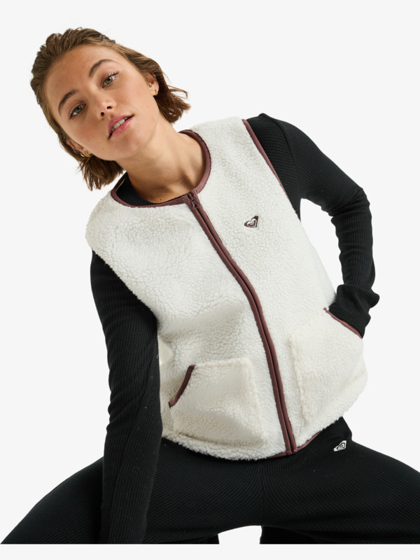 4 Waves Of Warmth Easy - Veste polaire sans manches pour Femme Blanc ERJPF03218 Roxy