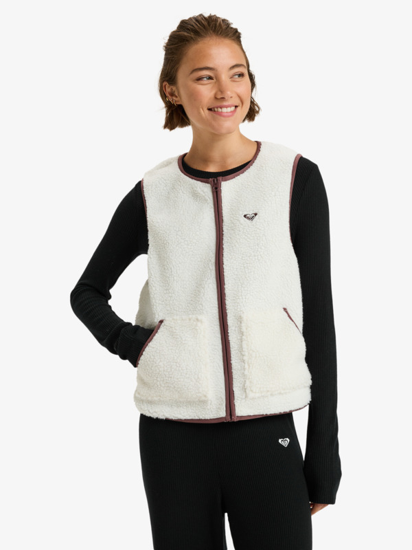0 Waves Of Warmth Easy - Veste polaire sans manches pour Femme Blanc ERJPF03218 Roxy