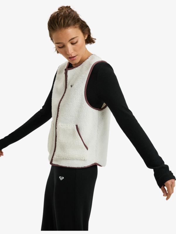 1 Waves Of Warmth Easy - Veste polaire sans manches pour Femme Blanc ERJPF03218 Roxy