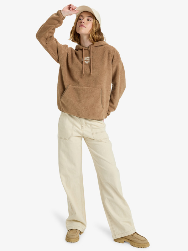 2 Cool Calling - Pull à capuche en polaire pour Femme Marron ERJPF03221 Roxy
