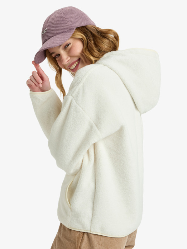 1 Cool Calling - Pull à capuche en polaire pour Femme Blanc ERJPF03221 Roxy