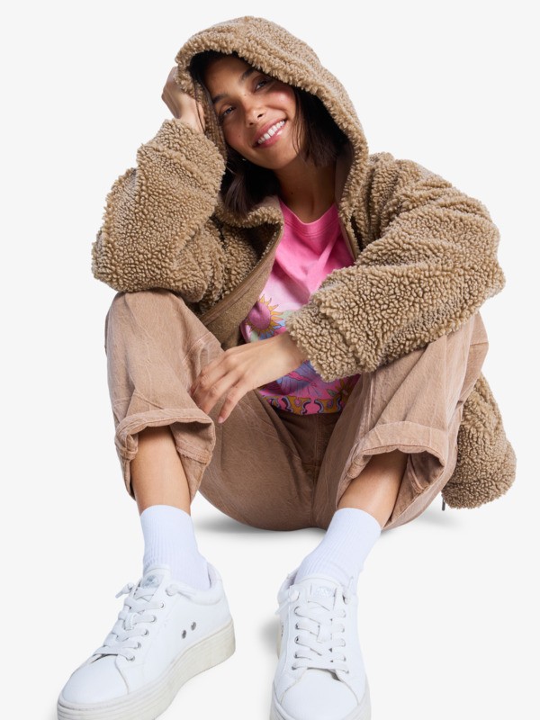 4 City Track - Oversized-Zip-Fleece für Frauen Braun ERJPF03227 Roxy