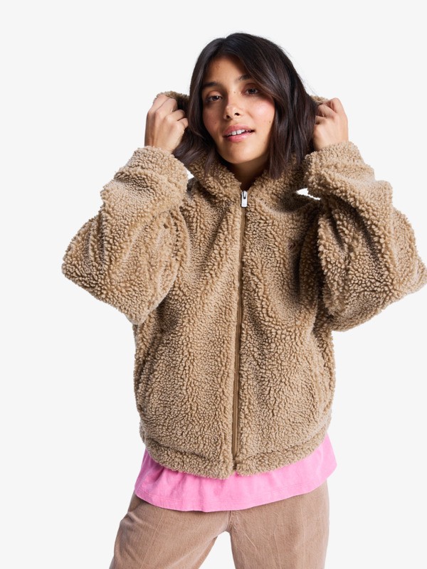 0 City Track - Oversized-Zip-Fleece für Frauen Braun ERJPF03227 Roxy
