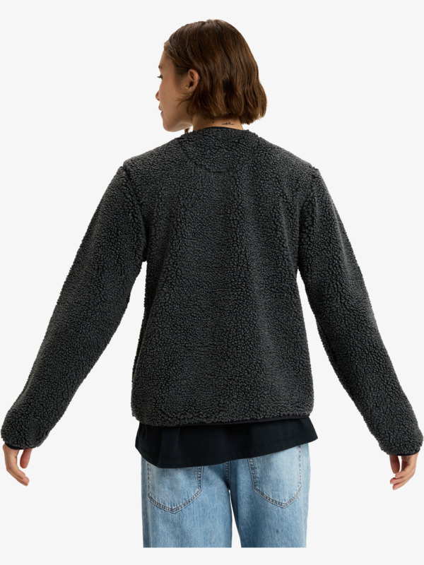 3 Iconic Town - Fleece-Oberteil mit Knopfleiste für Frauen Schwarz ERJPF03229 Roxy