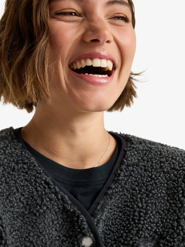 4 Iconic Town - Fleece-Oberteil mit Knopfleiste für Frauen Schwarz ERJPF03229 Roxy
