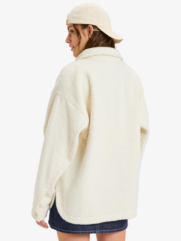 3 Chloe Kim Polar Shacket - Polar Fleece Shirt Jacket for Women White ERJPF03231 Roxy