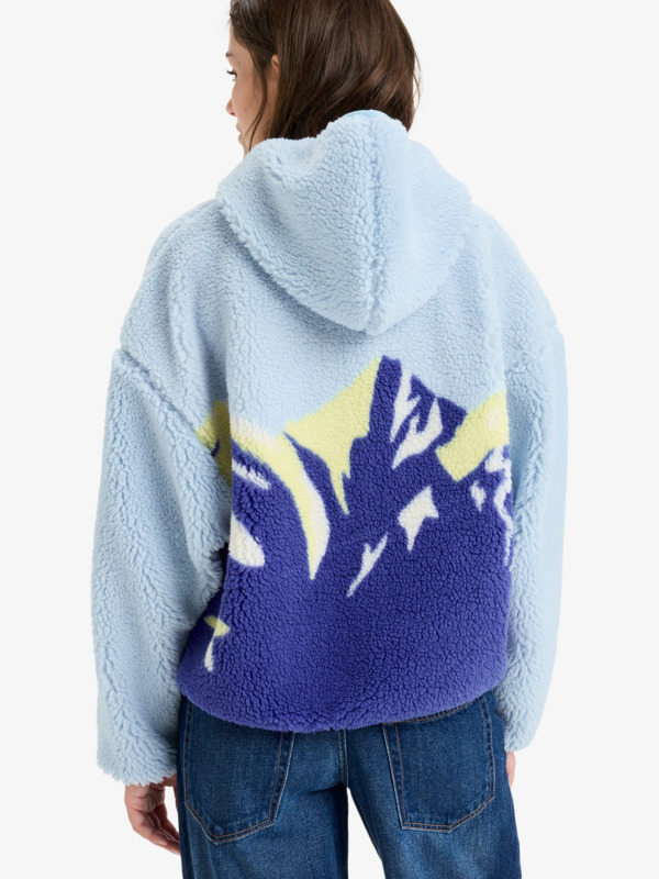 3 Chloe Kim Print Polar - Polar Fleece Full Zip Hoodie for Women Blue ERJPF03232 Roxy