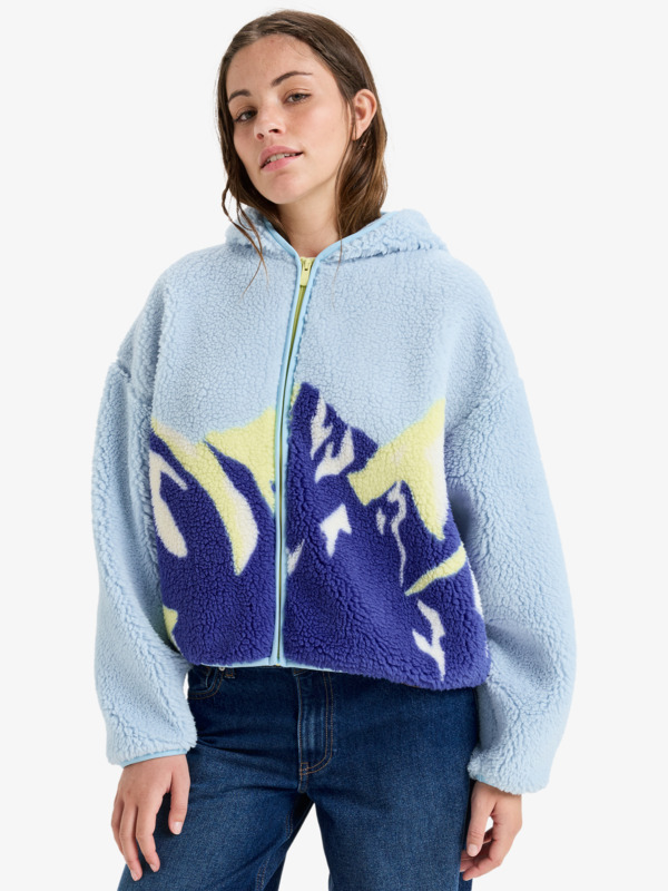 0 Chloe Kim Print Polar - Polar Fleece Full Zip Hoodie for Women Blue ERJPF03232 Roxy