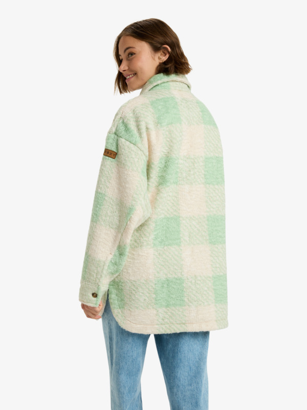 3 Over And Above - Geblokte shacket van polar fleece voor Dames Green ERJPF03234 Roxy