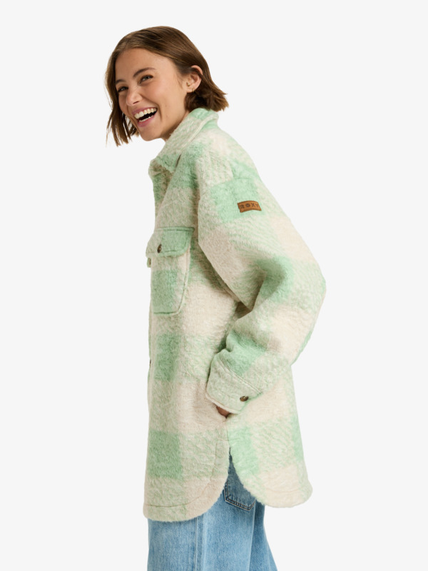 1 Over And Above - Geblokte shacket van polar fleece voor Dames Green ERJPF03234 Roxy