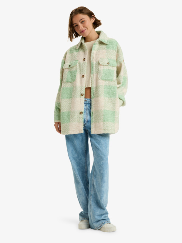 2 Over And Above - Geblokte shacket van polar fleece voor Dames Green ERJPF03234 Roxy