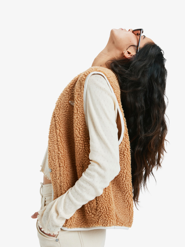 2 Iconic Town - Sherpa polar fleece top voor Dames Brown ERJPF03235 Roxy