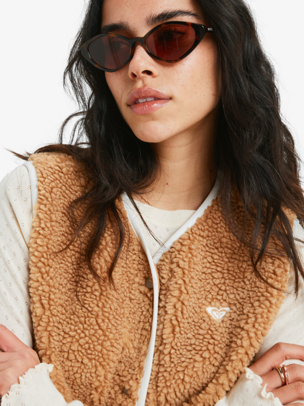 3 Iconic Town - Sherpa polar fleece top voor Dames Brown ERJPF03235 Roxy