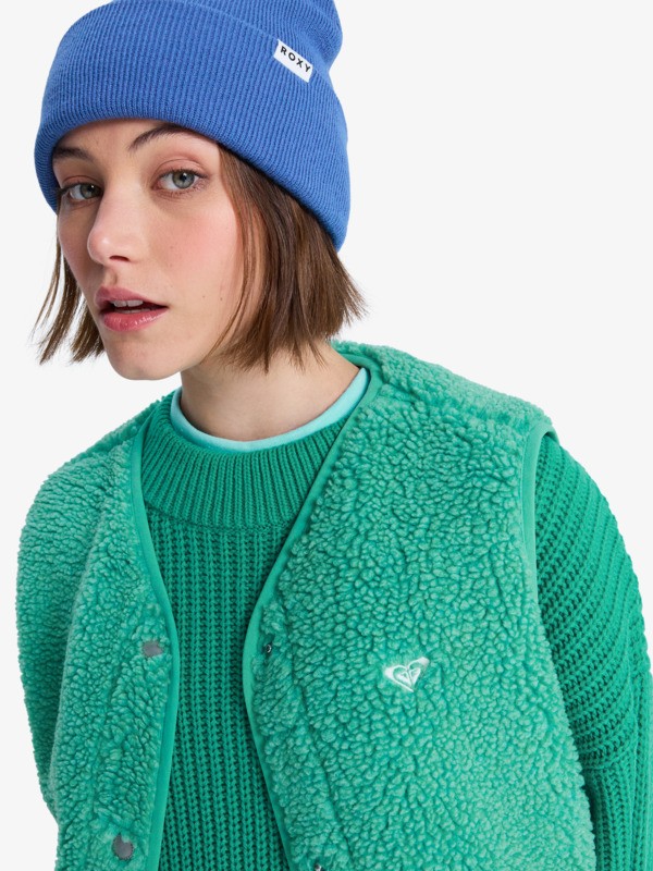 2 Iconic Town - Sherpa Polar Fleece Vest for Women Green ERJPF03235 Roxy