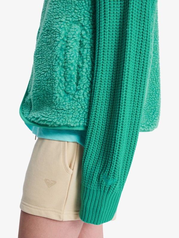 3 Iconic Town - Sherpa Polar Fleece Vest for Women Green ERJPF03235 Roxy